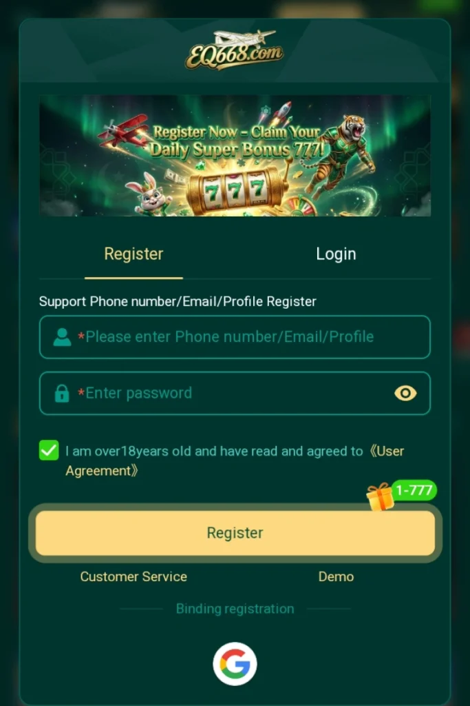 EQ668 game Registration 2026